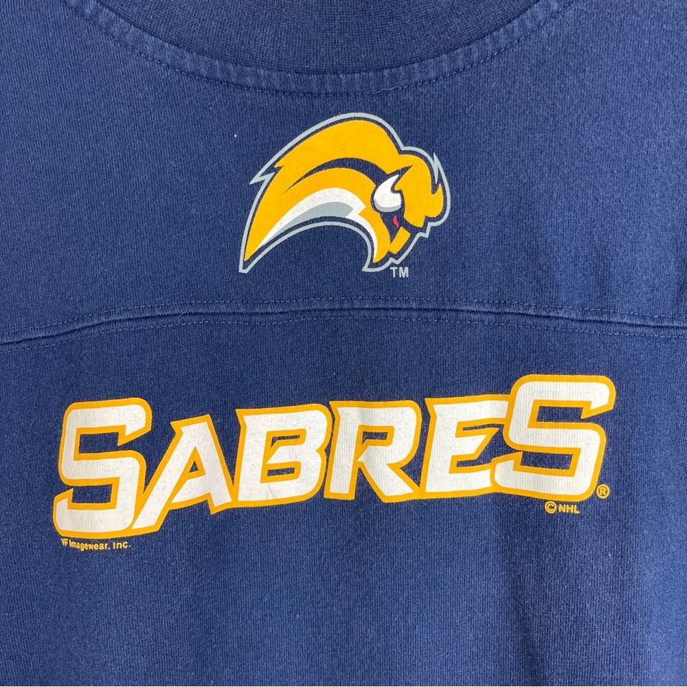 Buffalo Sabres Shirt Mens Medium Blue Yellow Long Sleeve Lee Sport Slug Logo - Picture 3 of 10